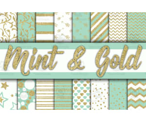 Digital Paper: Mint and Gold