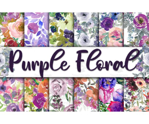 Digital Paper: Purple Floral Medley