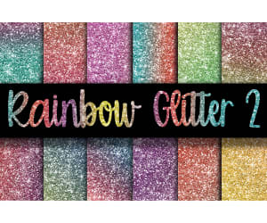 Digital Paper: Rainbow Glitter Set 2