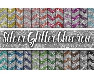 Digital Paper: Silver Glitter Chevron