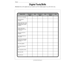 Digital Tools Skills Assessment Worksheet