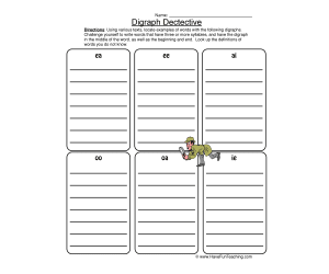 Digraph Vowel List Worksheet