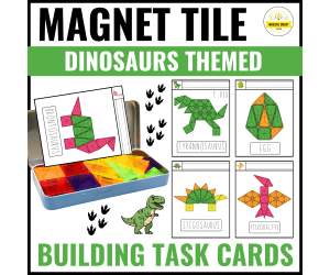 Dinosaur Magnetic Magnet Tile Task Cards Printables Building Activity