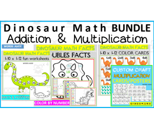Dinosaur Math Addition Multiplication BUNDLE
