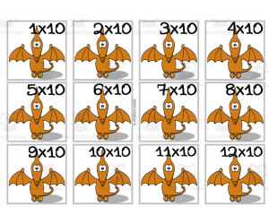 Dinosaur Multiplication Colored Cards x10