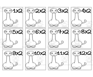 Dinosaur Multiplication Custom Craft Cards x2