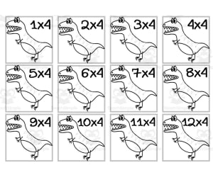 Dinosaur Multiplication Custom Craft Cards x4