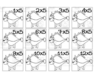 Dinosaur Multiplication Custom Craft Cards x5