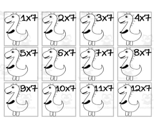 Dinosaur Multiplication Custom Craft Cards x7