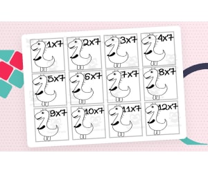 Dinosaur Multiplication Custom Craft Cards x7