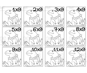Dinosaur Multiplication Custom Craft Cards x9