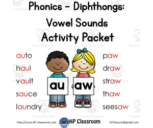 Diphthong AU AW Vowel Sounds Activity Packet and Worksheets