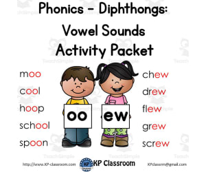 Diphthong OO EW Vowel Sounds Activity Packet and Worksheets