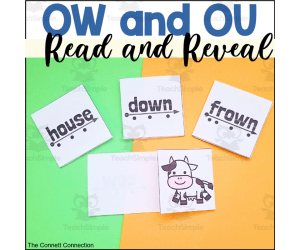 Diphthongs OU and OW Words Read and Reveal Blending Cards