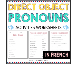 Direct Object Pronouns Practice Grammar Worksheets in French