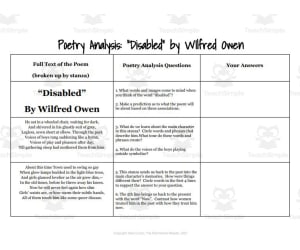 Disabled by Wilfred Owen stanza-by-stanza poetry analysis questions- Google Doc!