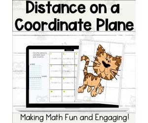 Distance on a Coordinate Plane Self-Checking Picture Puzzle Activity