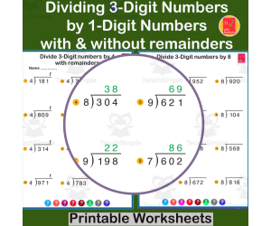Divide 3-digit by 1-digit numbers with or without remainders