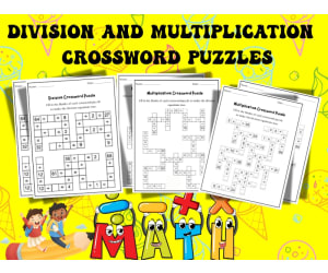 Division & Multiplication Crossword Puzzles | Math Facts Practice Work