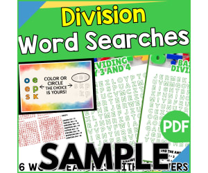 Division Word Search: 1 Page Sample (PDF)