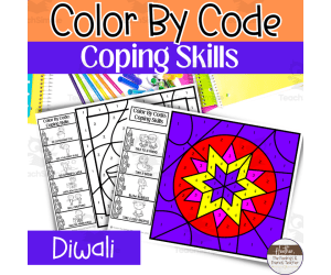 Diwali Color By Code Coping Skills Activities | Diwali Color By Number