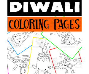 Diwali Coloring Pages Worksheet Activity