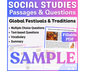 Diwali: SAMPLE Social Studies Reading Passage (Fillable PDF)
