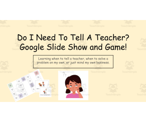 Do I Need To Tell The Teacher? A Lesson About Tattling Versus Reporting Plus Game!