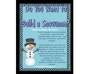 Do You Want to Build a Snowman Contractions Activity