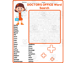 DOCTOR'S OFFICE Word Search Worksheet Activity