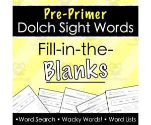 Dolch Sight Words (Pre-Primer) Fill-in-the-Blanks Worksheets and Games