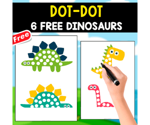 DOT-DOT ACTIVITY | 6 FREE PICTURES OF DINOSAURS