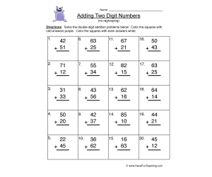 Double Digit Adding Without Regrouping Worksheet