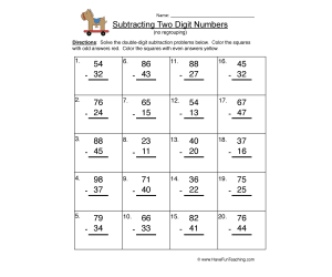 Double Digit Subtraction No Regroup Worksheet