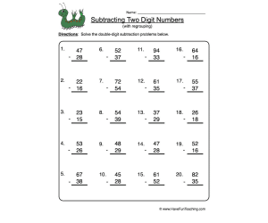 Double Digit Subtraction With Regrouping Worksheet