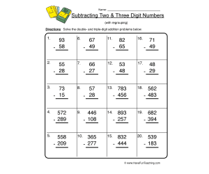 Double Triple Digit Regrouping Subtraction Worksheet