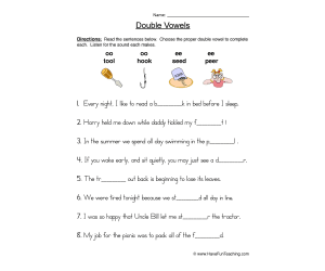 Double Vowels Fill in the Blank Worksheet