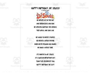Dr. Seuss Birthday Preschool Curriculum Pack