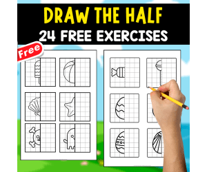 DRAW THE HALF OF THE PICTURE | 24 FREE EXERCISES