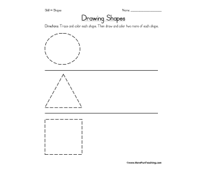 Drawing Circle, Triangle, Square Shapes Worksheet