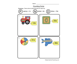 Drawing Coins Worksheet