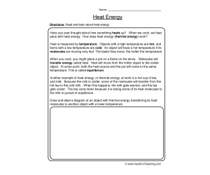 Drawing Heat Energy Worksheet