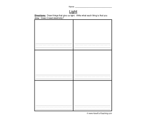 Drawing Light Objects Worksheet