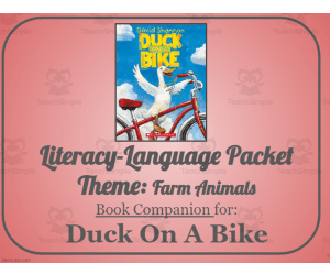 Duck On A Bike: Language-Literacy Book Companion Packet