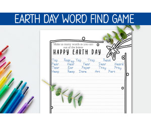 EARTH DAY GAME,  WORD CREATE, WORD FIND, LANGUAGE ARTS ACTIVITY