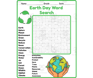 Earth Day Search 2nd 3rd 4th 5th Grade Worksheet Activity