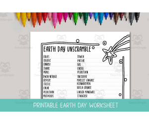 Earth Day Unscramble, Word Scramble Activity, Language Arts Printable, Earth Day Vocabulary Activity, Classroom Worksheets, Fast Finisher Activities