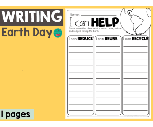 Earth Day Writing "I Can Help"