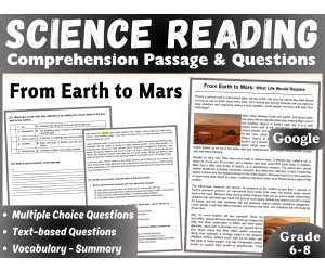 Earth Science Reading Comprehension Passage: From Earth to Mars (Docs)