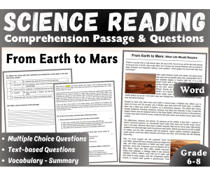 Earth Science Reading Comprehension Passage: From Earth to Mars (Word)
